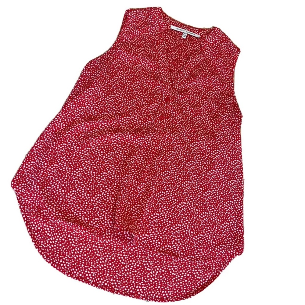 Collective Concepts Sleeveless Top Womens sz XSP Red White Polka Dot High Low